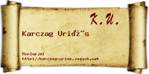 Karczag Uriás névjegykártya